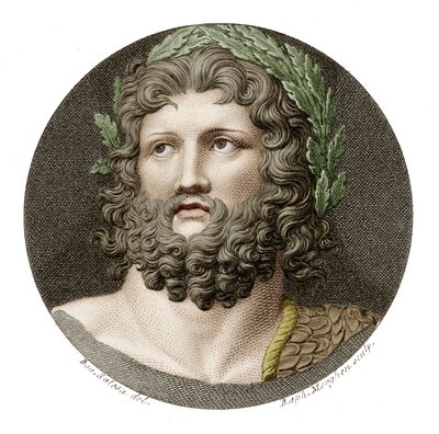 Zeus (färgad gravyr) av Raffaello Sanzio Morghen