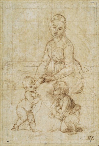 Studie för The Beautiful Gardener, ca 1506-1507. av Raffaello Sanzio Raphael