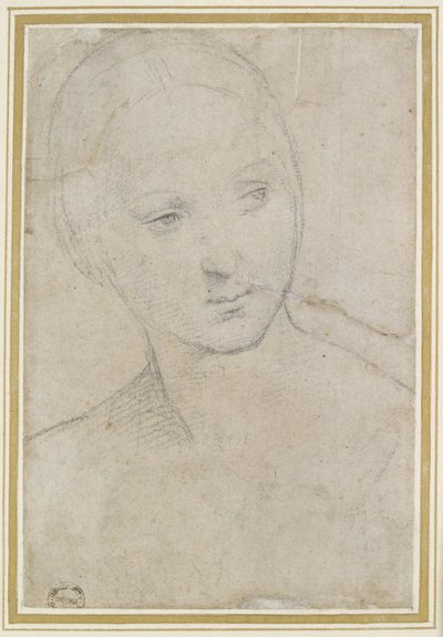 Studie av en ung kvinnas huvud, av Raffaello Sanzio Raphael