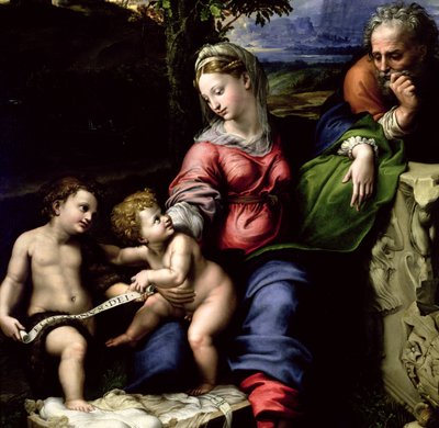 The Holy Family of the Oak Tree, ca. 1518 (detalje af 56298) swed av Raffaello Sanzio Raphael