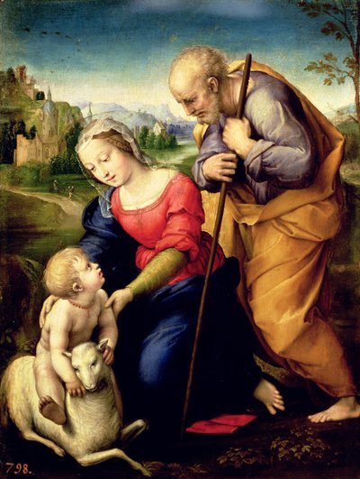 Den heliga familjen med ett lamm, 1507 av Raffaello Sanzio Raphael