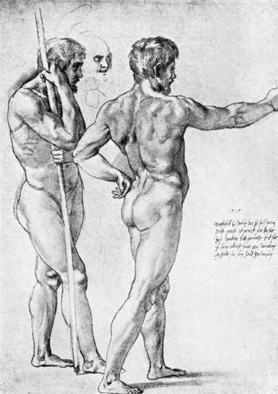 Två manliga nakenstudier, 1515, 1912. av Raffaello Sanzio Raphael