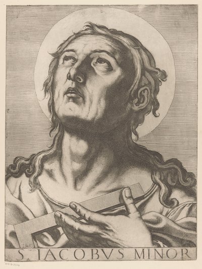 Heilige Jakobus de Mindere St. Jakob den mindre (titel på objekt) Kristus, Maria och de tolv apostelen (serietitel) The Sacred Apostolic College (serietitel) av Raffaello Schiaminossi