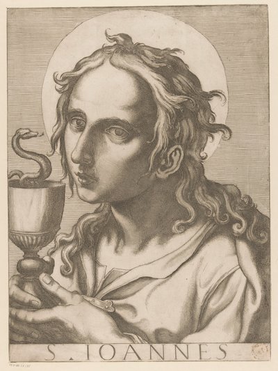 Johannes evangelisten St. John (titel på objekt) Kristus, Maria och de tolv apostelen (serietitel) The Sacred Apostolic College (serietitel) av Raffaello Schiaminossi