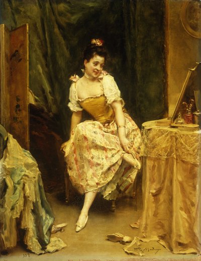 Ung kvinna vid ett sminkbord, av Raimundo de Madrazo y Garreta