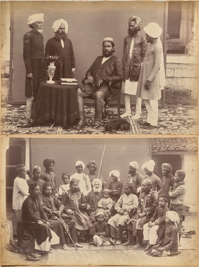 Ramkishore Singh, Rewa (framsida, upptill); Mowhri Rahman Alli Khans familj, Rewa (framsida, nedtill) av Raja Deen Dayal