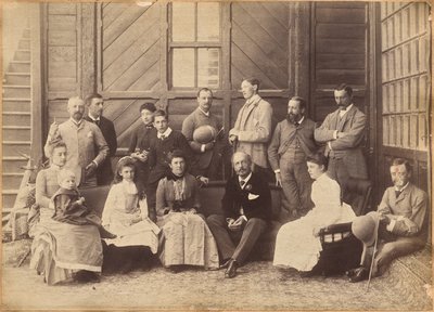 Shimla, 17 maj 1887: Vicekungligt sällskap. Lord William Beresford, militärsekreterare, kapten Leonard Gordon A.D.C., Mademoiselle Clerc, den hedervärde Basit Blackwood, major F. R. Hamilton A.D.C., herr Oglivie Grant, sir Donald Mackenzie Wallace K.C.E. av Raja Deen Dayal