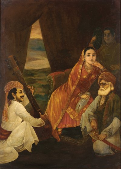 Court Scene (olja på duk) av Raja Ravi Varma