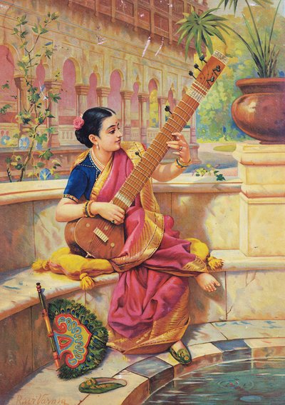 Kadambari spelar sitar, redigera av Raja Ravi Varma