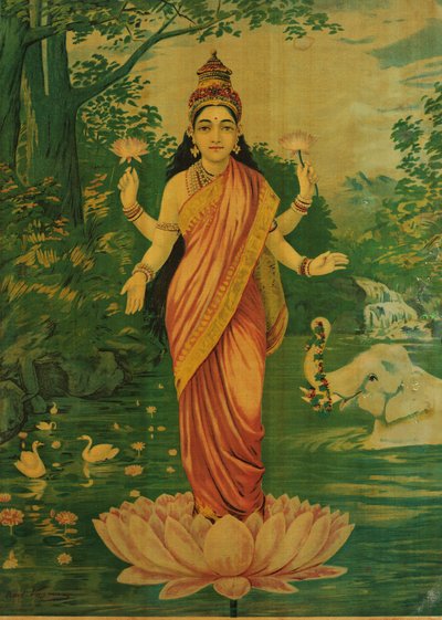 Lakshmi, av Raja Ravi Varma och Ravi Varma Press, 1930-talet av Raja Ravi Varma