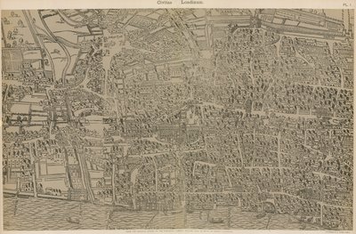 Civitas Londinium, från den ursprungliga undersökningen i Guildhall Library, från drottning Elizabeths regeringstid. av Ralph Agas