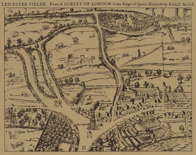 Leicester Fields, från en undersökning av London under drottning Elizabeths regeringstid av Ralph Agas av Ralph Agas