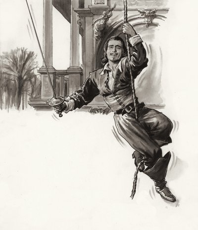 Douglas Fairbanks (gouache på papper) av Ralph Bruce