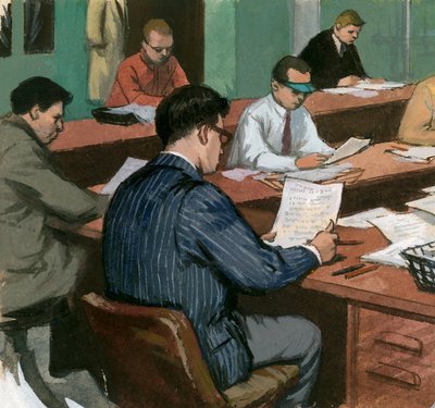 Journalister vid sina skrivbord på 1960-talet av Ralph Bruce