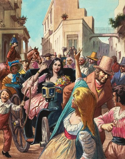 Maria Malibran (1808-36) på besök i Lucca i Italien (gouache på papper) av Ralph Bruce