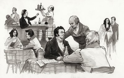 Schubert och hans vänner (gouache på papper) av Ralph Bruce