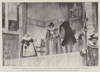 Beaumont och Fletchers komedi, The Coxcomb, framförd av Elizabethan Stage Society i Inner Temple Hall av Ralph Cleaver