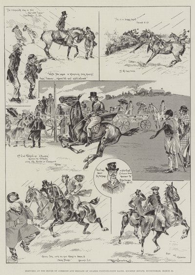 Skisser på House of Commons och Brigade of Guards Point-to-Point Race, Bourton Estate, Buckingham, 26 mars av Ralph Cleaver