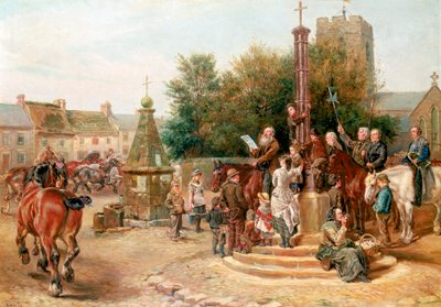 Proklamerar Stagshaw Fair i Corbridge av Ralph Hedley