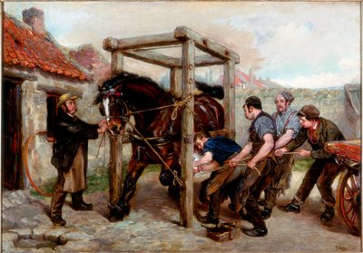 Shoeing the Bay Mare, ca 1885-90 av Ralph Hedley