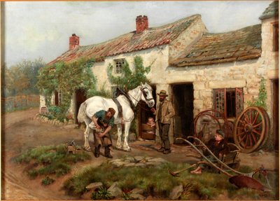 Smedja, Hexham Bridge End, 1885 av Ralph Hedley