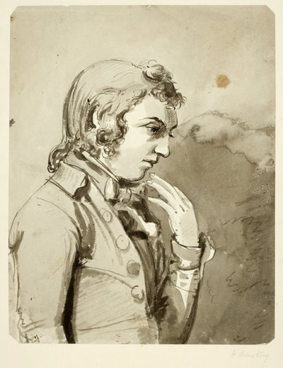 Porträtt av Henry Armstrong (penna och wc på papper) av Ralph II Waters