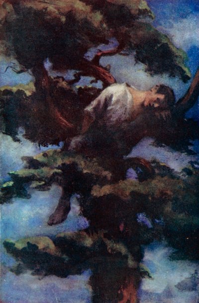 Illustration för Robinson Crusoe av Daniel Defoe (färg litho) av Ralph Noel Pocock