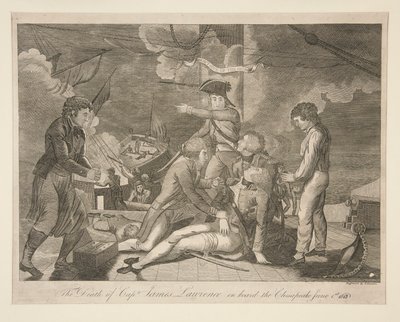 Kapten James Lawrences död ombord på Chesapeake, 1 juni 1813 av Ralph Rawdon