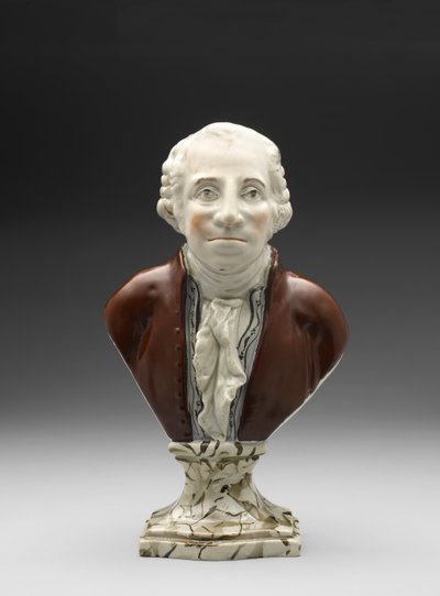 Byst av George Washington, ca. 1782-1795 (blyglaserat lergods (pärlgods) med överglasyremalj) av Ralph Sr. Wood