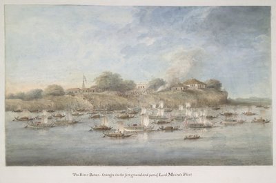 Lord Hastings flottilj vid floden, med många pinnace budgerows av Ram Sita