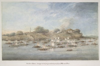 Lord Hastings flottilj vid floden, med många pinnace budgerows av Ram Sita