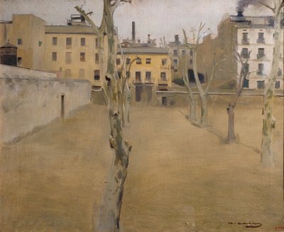 Gården i det gamla fängelset i Barcelona av Ramón Casas