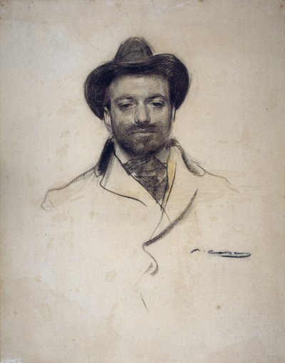 ""Porträtt av den spanske målaren och fotografen Jose Maria Sert (1874-1945)"" Träkolsteckning av Ramon Casas (1866-1932) 1904 Privat samling av Ramón Casas