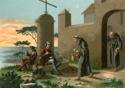 Columbus ankomst till La Rabida av Ramon Puiggari