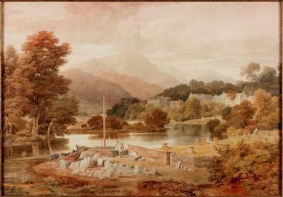 A Slate Wharf, Brathay (penna och akvarell på papper) av Ramsay Richard Reinagle