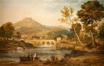 Llangollen, Wales (akvarell på papper) av Ramsay Richard Reinagle