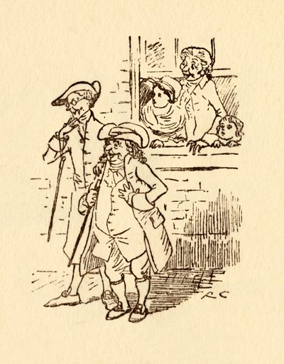 Åskådare tittar på när John Gilpin galopperar förbi, 1878, c1918. av Randolph Caldecott