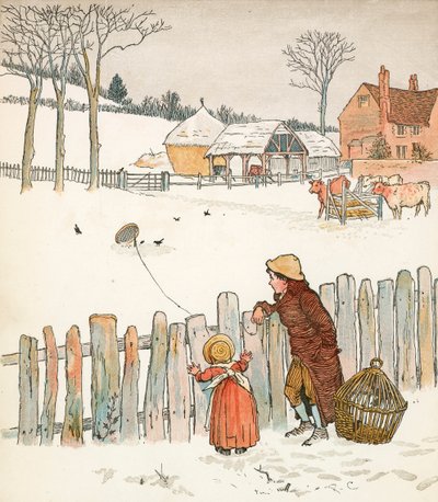 Fyra och tjugo koltrastar (färglitografi) av Randolph Caldecott