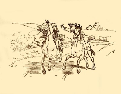 John Gilpin hittas av postpojken från Bell Inn, 1878, c1918. av Randolph Caldecott