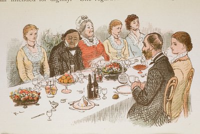 Människor som sitter vid ett matbord. av Randolph Caldecott
