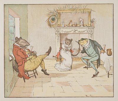 "Be, herr groda, vill du ge oss en sång?", från The Hey Diddle Diddle Picture Book, pub.1882 (färggravyr) av Randolph Caldecott
