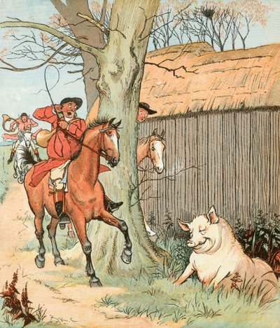 The Hunt (färglitografi) av Randolph Caldecott