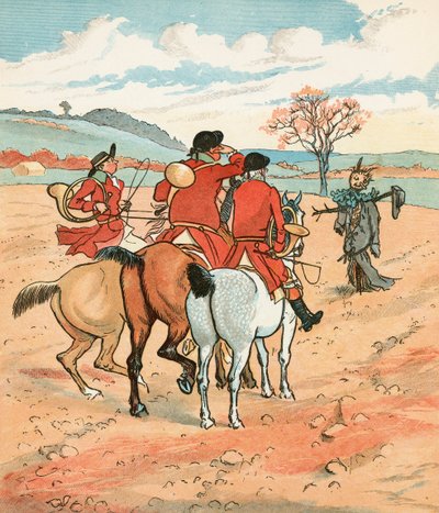 The Hunt (färglitografi) av Randolph Caldecott