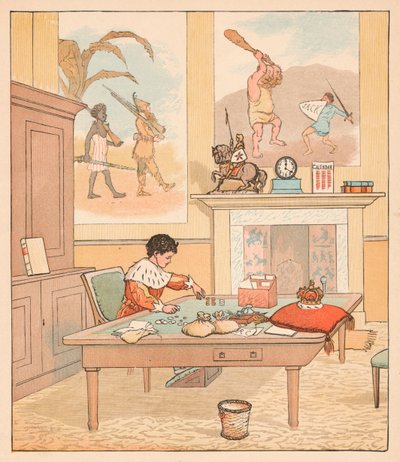 Kungen var i sitt räknehus, Counting out his Money, 1880. av Randolph Caldecott