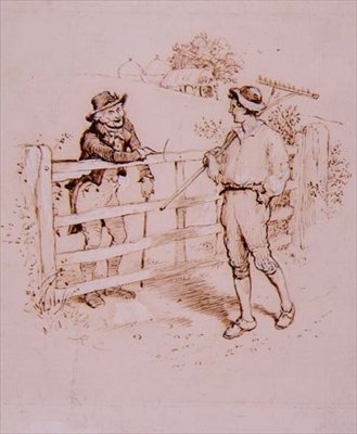 Shepherd, illustration från "Lancashire Sketches" av Edwin Waugh, pub. av John Heywood av Randolph Caldecott