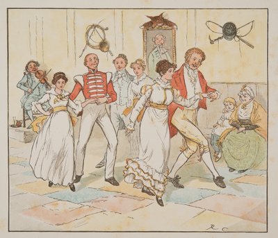 Soldaten och hans brud, från The Hey Diddle Diddle Picture Book, pub.1882 (färggravyr) av Randolph Caldecott