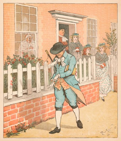 Den gode mannen från Islington ger sig ut till kyrkan, c1879. av Randolph Caldecott