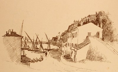 lokal fransk fiskeby i södra Frankrike c1884 av Randolph Caldecott