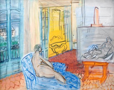 En modell i ateljén på Place Arago i Perpignan av Raoul Dufy