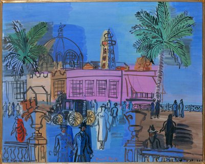 Strandpromenaden i Nice (gouache på papper) av Raoul Dufy